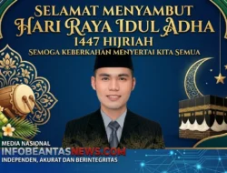 Pimpinan Umum INFOBERANTASNEWS.COM Ansar Beserta Keluarga Besar Mengucapkan Selamat Menyambut Hari Raya Idul Adha 1447 Hijriah