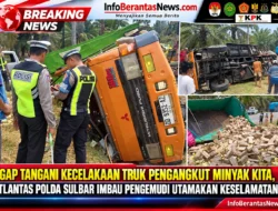 Sigap Tangani Kecelakaan Truk Pengangkut Minyak Kita, Ditlantas Polda Sulbar Imbau Pengemudi Utamakan Keselamatan