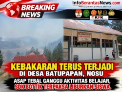 KEBAKARAN TERUS TERJADI DI DESA BATUPAPAN, NOSU, ASAP TEBAL GANGGU AKTIVITAS BELAJAR, SDK BOTTIK TERPAKSA LIBURKAN SISWA