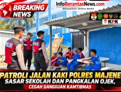 Patroli Jalan Kaki Polres Majene Sasar Sekolah dan Pangkalan Ojek, Cegah Gangguan Kamtibmas