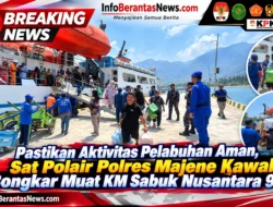 Pastikan Aktivitas Pelabuhan Aman, Sat Polair Polres Majene Kawal Bongkar Muat KM Sabuk Nusantara 93