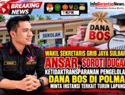 WAKIL SEKRETARIS GRIB JAYA SULBAR, ANSAR, SOROTI DUGAAN KETIDAKTRANSPARANAN PENGELOLAAN DANA BOS DI POLMAN, MINTA INSTANSI TERKAIT TURUN LAPANGAN