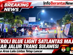 Patroli Blue Light Satlantas Majene Sasar Jalur Trans Sulawesi, Jaga Arus Lalu Lintas Tetap Lancar