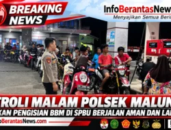 Patroli Malam Polsek Malunda, Pastikan Pengisian BBM di SPBU Berjalan Aman dan Lancar