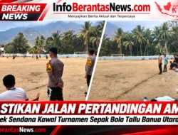 Pastikan Jalan Pertandingan Aman, Polsek Sendana Kawal Turnamen Sepak Bola Tallu Banua Utara Cup 1