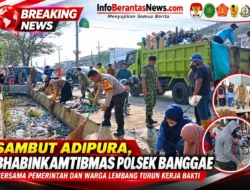 Sambut Adipura, Bhabinkamtibmas Polsek Banggae Bersama Pemerintah dan Warga Lembang Turun Kerja Bakti