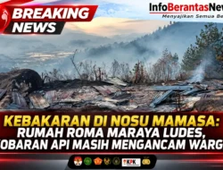 KEBAKARAN DI NOSU MAMASA: RUMAH ROMA MARAYA LUDES, KOBARAN API MASIH MENGANCAM WARGA