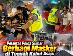 Polantas Polda Sulbar Berbagi Masker di Tengah Kabut Asap: Hadir Melindungi, Pastikan Perjalanan Aman dan Selamat