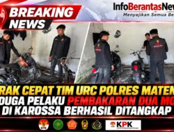 Gerak Cepat Tim URC Polres Mateng! Terduga Pelaku Pembakaran Dua Motor di Karossa Berhasil Ditangkap